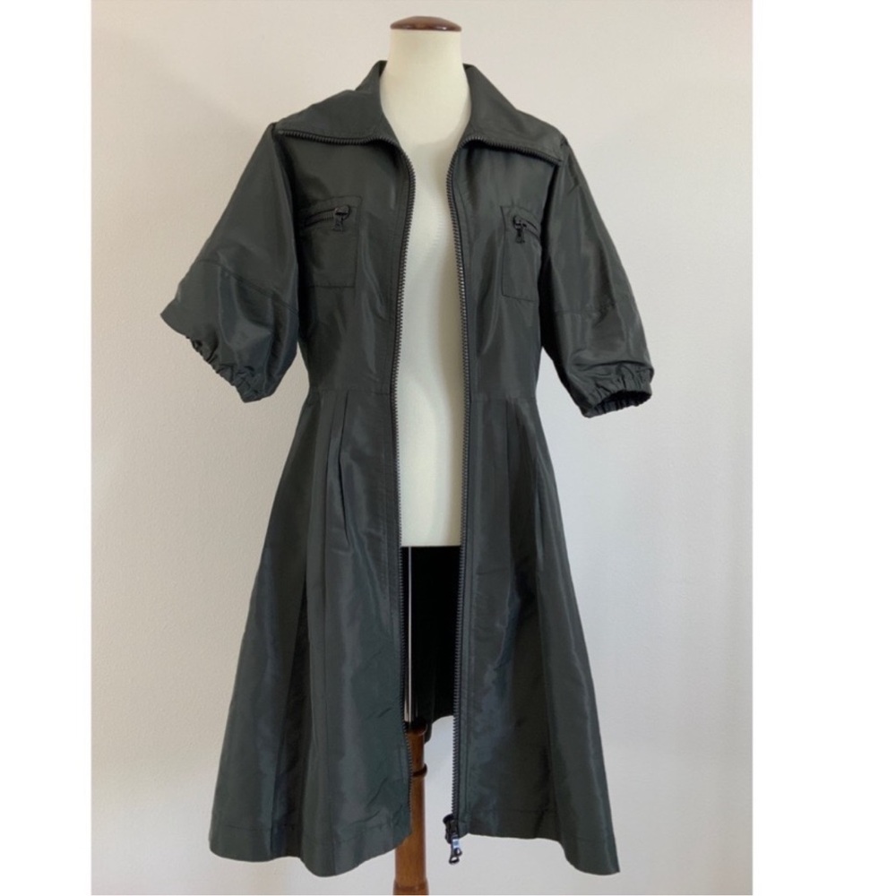 Per Se Women's Greenish Gray Trench Coat